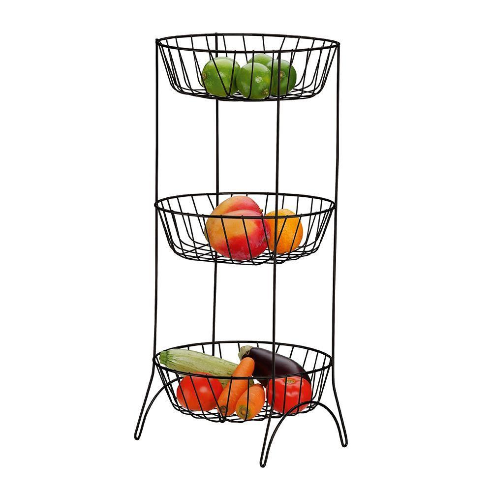 Fruteira Utimil com 3 Cestos – Preta - 1