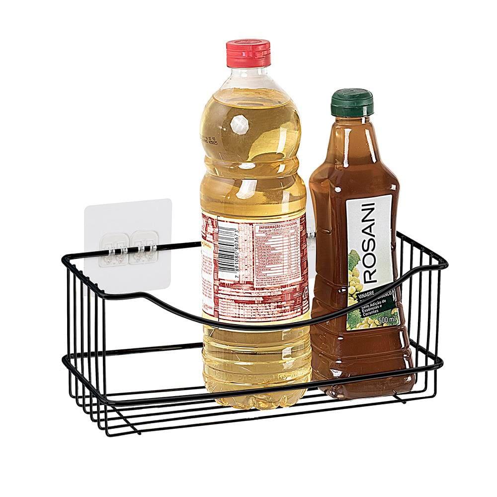 Prateleira Multiuso Utimil Maior Parede em Aço Cromado Preto - 25cm - 2