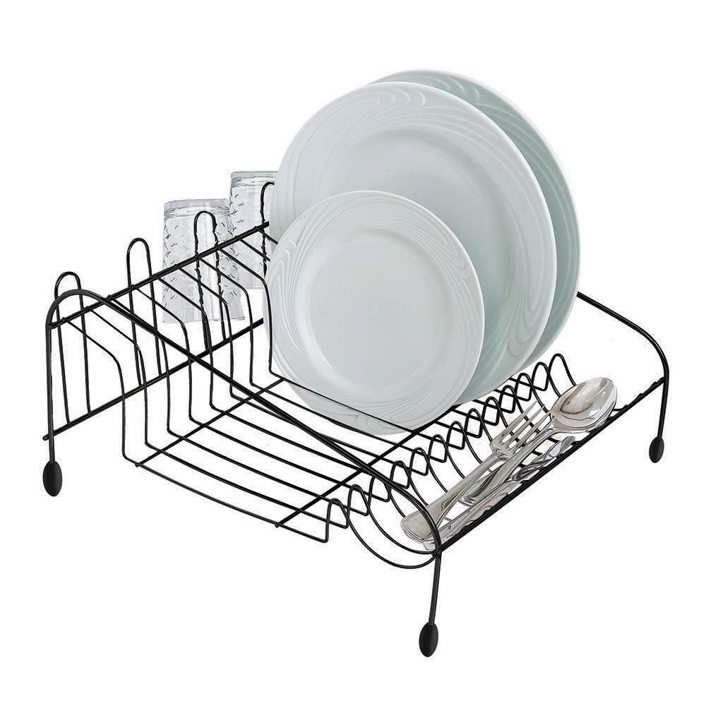 Escorredor de Louças para 12 Pratos Utimil em Aço Cromado - Preto - 1