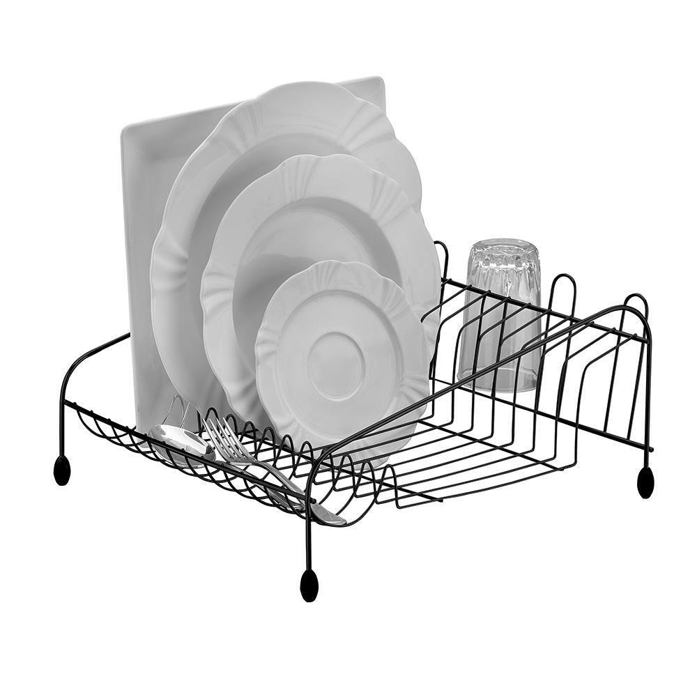 Escorredor de Louças para 12 Pratos Utimil em Aço Cromado - Preto - 2
