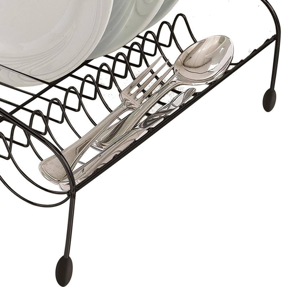 Escorredor de Louças para 12 Pratos Utimil em Aço Cromado - Preto - 3