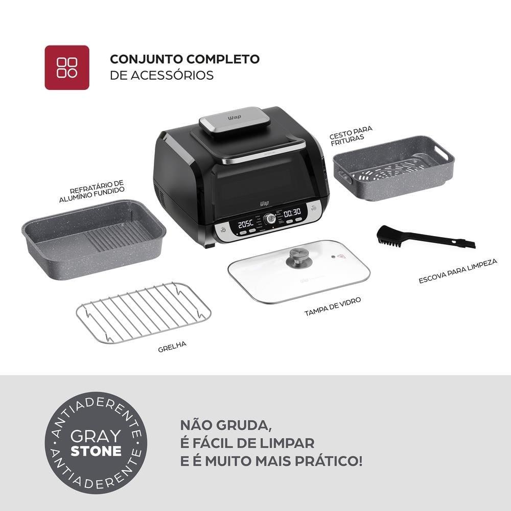 Fritadeira Air Fryer WAP Barbecue Digital 1700W 12 Funções Painel LED GrayStone Sem Óleo Sem Fumaça - 7