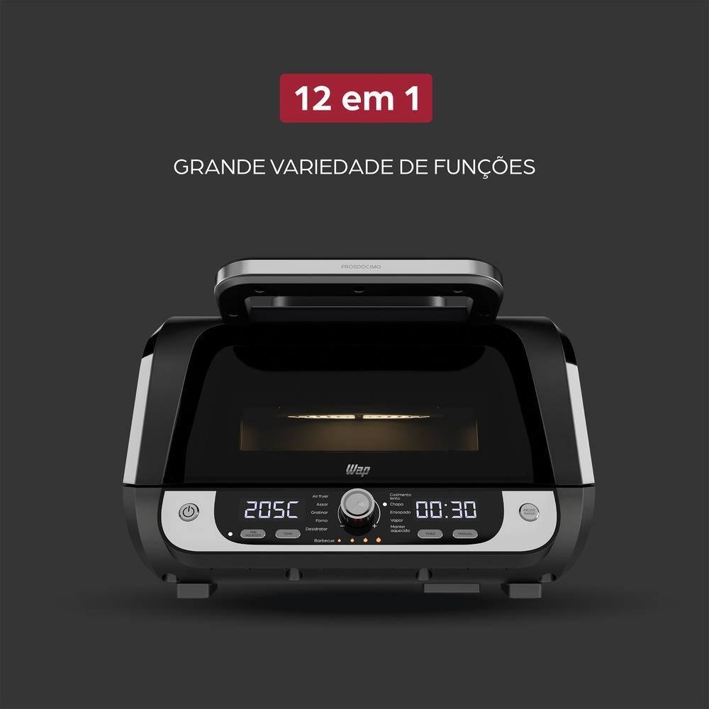 Fritadeira Air Fryer WAP Barbecue Digital 1700W 12 Funções Painel LED GrayStone Sem Óleo Sem Fumaça - 9