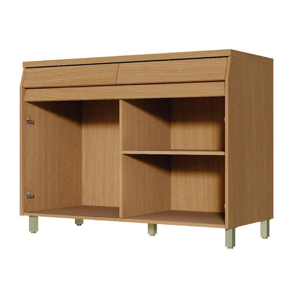 Balcão Nesher Simone Mendes com 2 Portas, 2 Gavetas e 1 Prateleira - 120cm de largura - Carvalho/Greige - 2