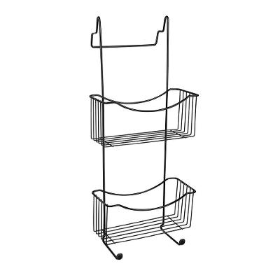 Suporte para Box Utimil Preto 60x25x16cm Aço Epóxi Brilhante Ponteiras em PVC Organização Banheiro