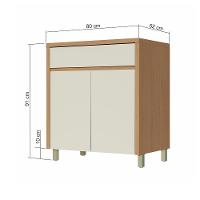 Balcão Nesher Condessa com 2 Portas, 1 Gaveta e 1 Prateleira - 80cm de largura - Carvalho/Greige