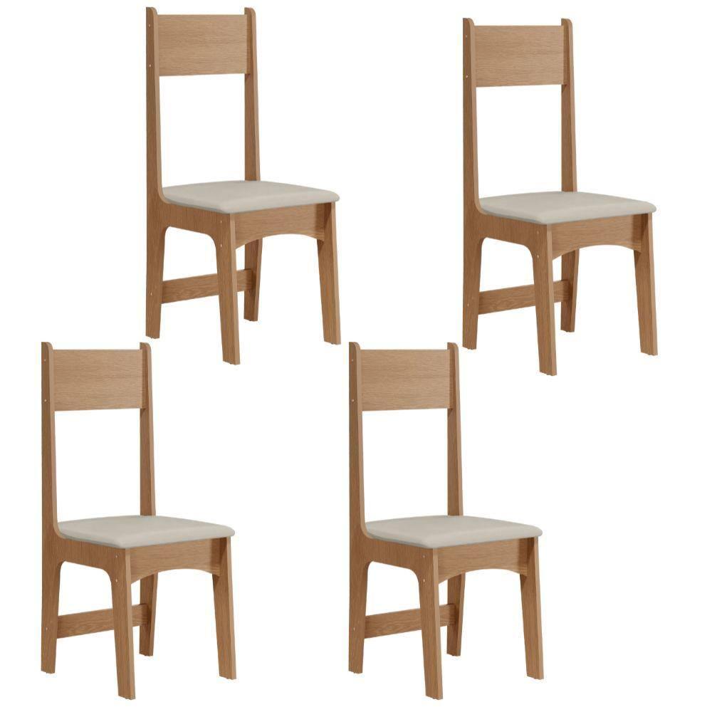 Conjunto de Mesa Sonetto Delta 110cm Tampo Mel Arredondado 4 Cadeiras Assento Revestido em Courino Design Moderno Seguro - 5