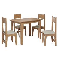 Conjunto de Mesa Sonetto Delta 110cm Tampo Mel Arredondado 4 Cadeiras Assento Revestido em Courino Design Moderno Seguro - 3