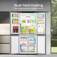 Geladeira 456L Hisense RQ5P470 Side By Side Multi Door Inverter Wi-Fi Metal Cooling Prateleiras de Vidro Inox - 8