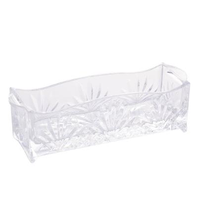Porta Talher de Cristal Lyor Dublin 27x8x9cm Alto Relevo Elegante Transparente Resistente
