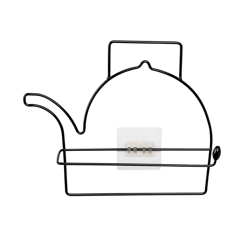 Porta Papel Toalha Utimil Chaleira Preto de Parede com Adesivo Visual Decorativo Prateleira Moderna - 1