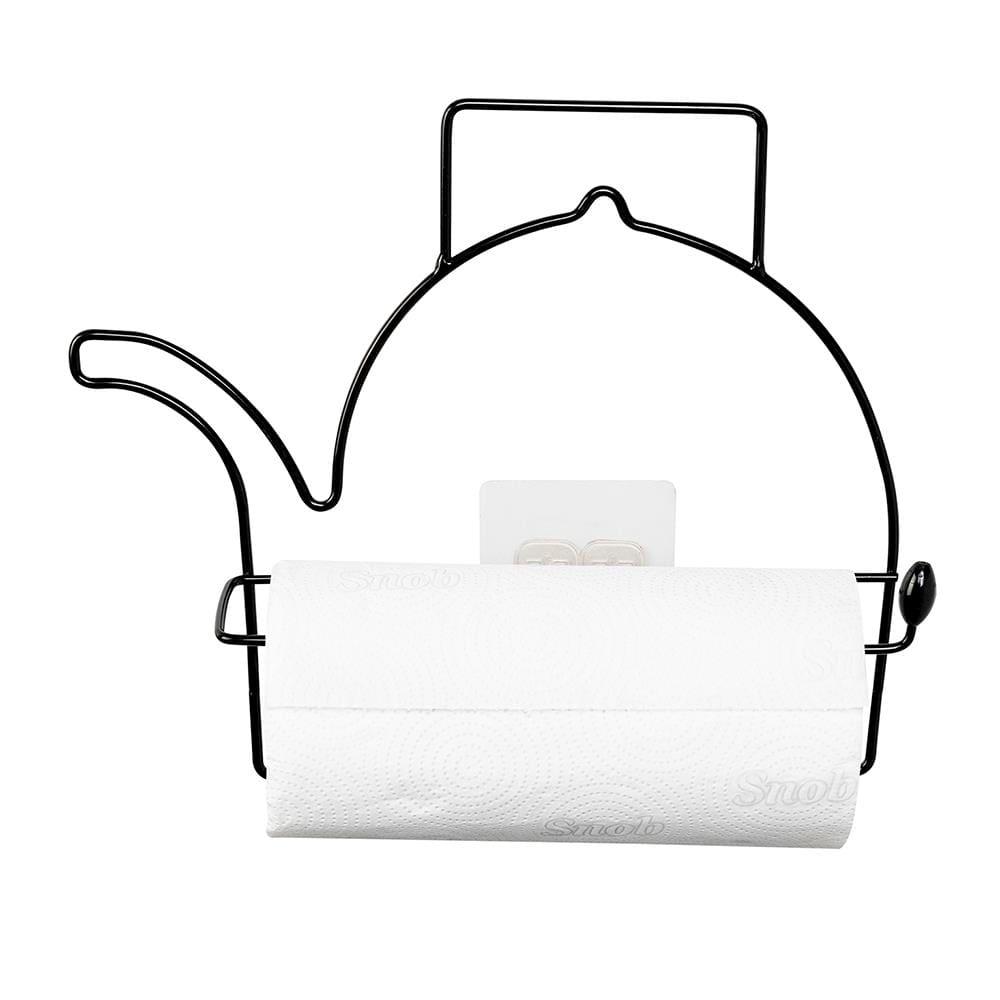 Porta Papel Toalha Utimil Chaleira Preto de Parede com Adesivo Visual Decorativo Prateleira Moderna - 2