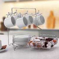 Suporte para Xícaras Pires Cápsulas Café Utimil Cromado com 6 Ganchos 25x19x29,5cm - 3