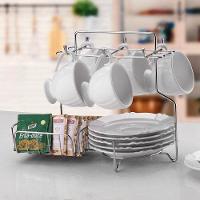 Suporte para Xícaras Pires Cápsulas Café Utimil Cromado com 6 Ganchos 25x19x29,5cm - 4
