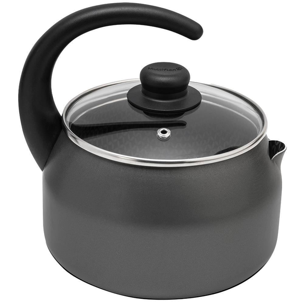 Chaleira Multiflon Gourmet em Alumínio com Revestimento Antiaderente, Tampa de Vidro com Saída de Vapor e Cabo Baquelite Grafite – 2,4 L - 1