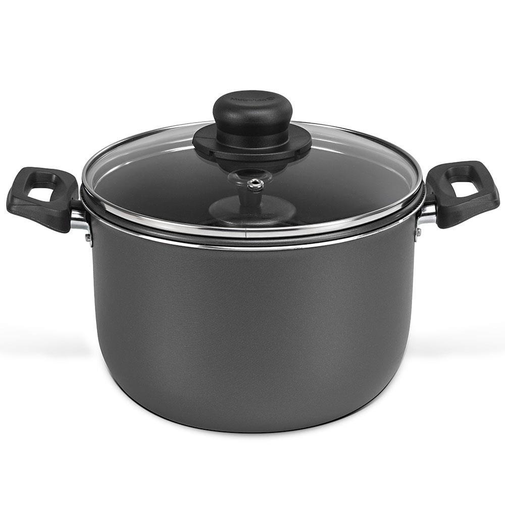 Conjunto Caçarola e Forma para Pudim Multiflon em Alumínio com Revestimento Antiaderente 7 Camadas, Tampa de Vidro e Alças em Baquelite – 24 cm - 1