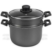 Cozi Vapor/ Cuscuzeira Multiflon em Alumínio com Revestimento Antiaderente 7 Camadas, Tampa de Vidro Temperado e Alças em Baquelite 20 cm - Grafite - 1