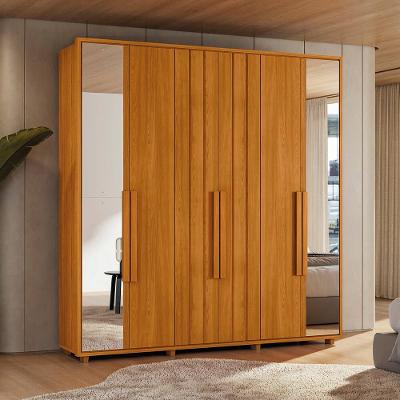 Guarda-Roupa Casal Madetec Portinari com Espelhos 6 Portas 4 Gavetas Ripado Angular Amortecimento Cabideiro Extensível