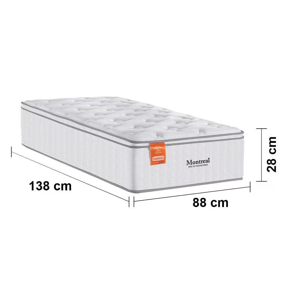 Cama Box Solteiro Inducol Montreal e MGA Itaflex 88x188 Molas Ensacadas Europillow Revestimento Malha - 6