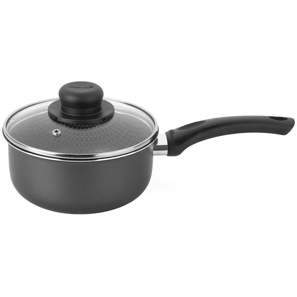 Panela Multiflon Gourmet em Alumínio com Revestimento Antiaderente 7 Camadas, Tampa de Vidro com Saída de Vapor e Alças em Baquelite 18 cm – Grafite - 1