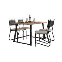Conjunto de Mesa Jantar 4 Cadeiras Fabone Atlanta Aço Carbono Estofadas Corano Retangular 136x80 - 2