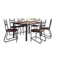 Conjunto Mesa Jantar 6 Cadeiras Fabone Kieve Aço Carbono Corano Cobre Mesa Retangular 136x80 - 2