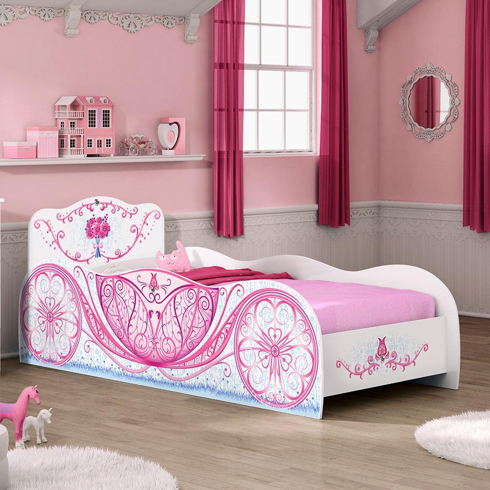 Cama Infantil Pura Magia Carruagem - Branco/Rosa - 1
