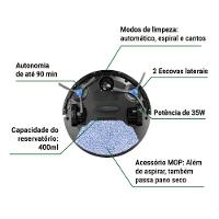 Aspirador Robô Philco PAS23 3 em 1 MOP 90min Sensor Antiqueda e Obstáculos Bivolt Preto - 8