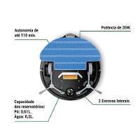 Aspirador Robô Philco PAS26P MOP 3 em 1 Sensor Antiqueda Controle Remoto 110min Bivolt Preto - 9