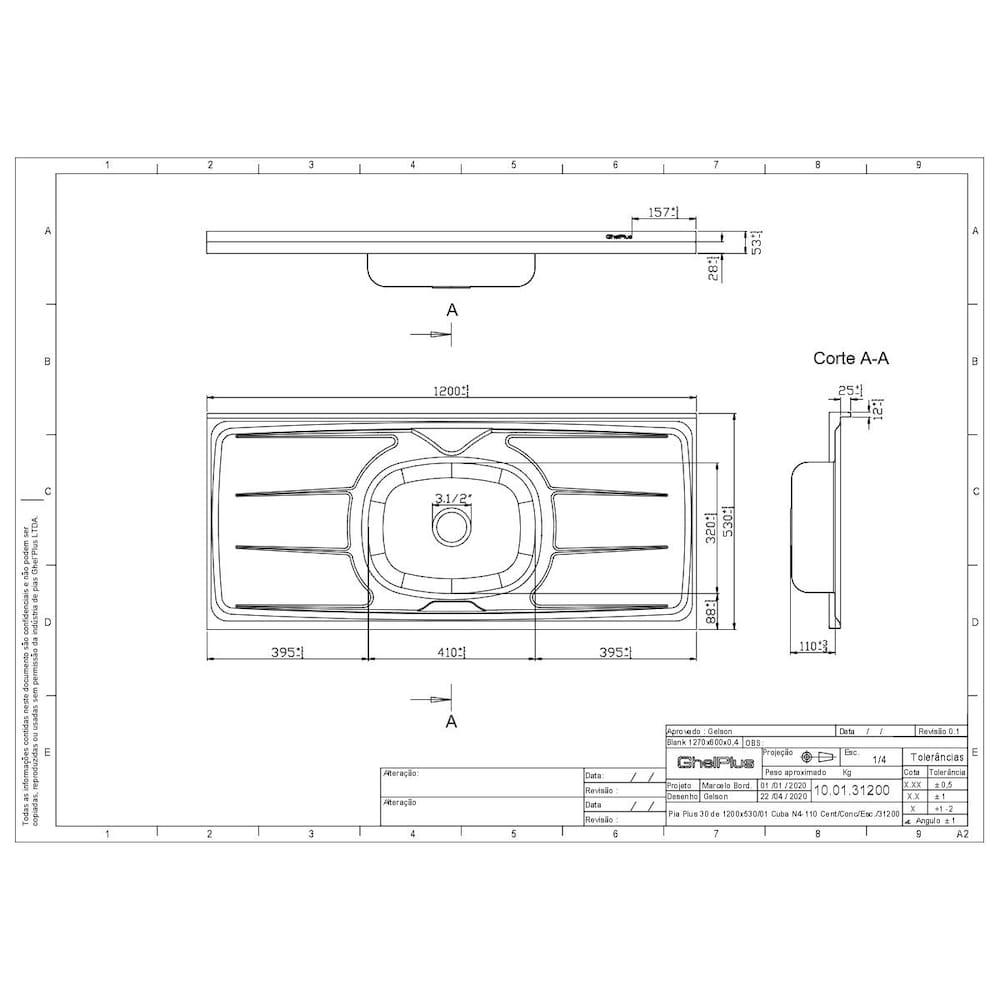 Pia para Cozinha Ghelplus King com Válvula - 120x53cm - 6