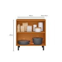 Balcão Poliman Ravena 80cm 2 Portas Tampo 15mm Puxadores Pretos Prateleira Removível Freijó Off White Acetinado - 4