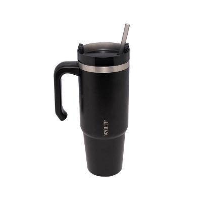 Caneca Térmica Wolff 890ml SlimTerm com Canudo, Parede Dupla e Base Ergonômica Preta