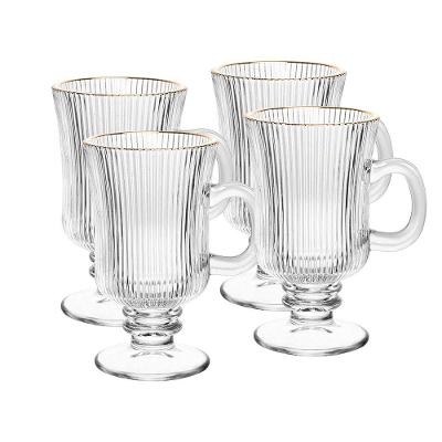 Conjunto 4 Taças para Cappuccino Wolff 240ml Vidro com Fio de Ouro Lines Elegante