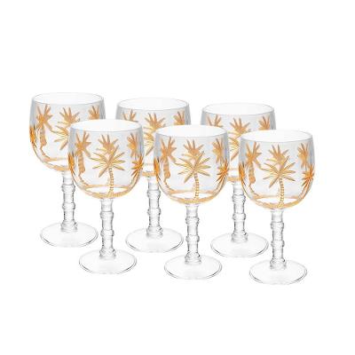 Conjunto 6 Taças Acrílico Wolff Palm Gold 500ml Sofisticado Resistente