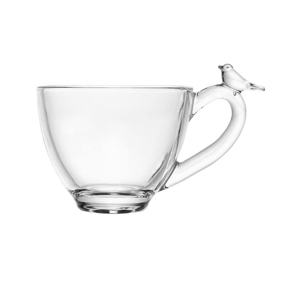 Conjunto 4 Xícaras de Café Wolff Bird 80ml com Pires Cristal Ecológico Relevo Artístico - 4