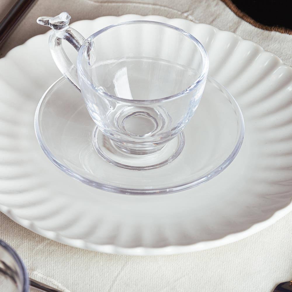 Conjunto 4 Xícaras de Café Wolff Bird 80ml com Pires Cristal Ecológico Relevo Artístico - 6