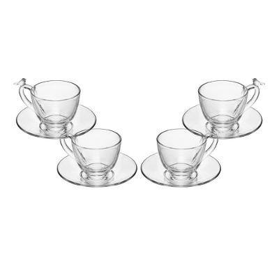 Conjunto 4 Xícaras de Café Wolff Bird 80ml com Pires Cristal Ecológico Relevo Artístico