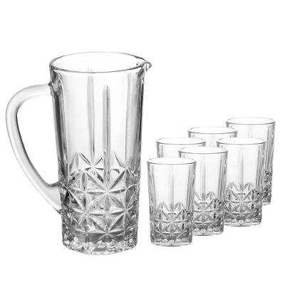 Conjunto 6 Copos Altos e Jarra 1L Wolff Stella 270ml Vidro Transparente Elegante