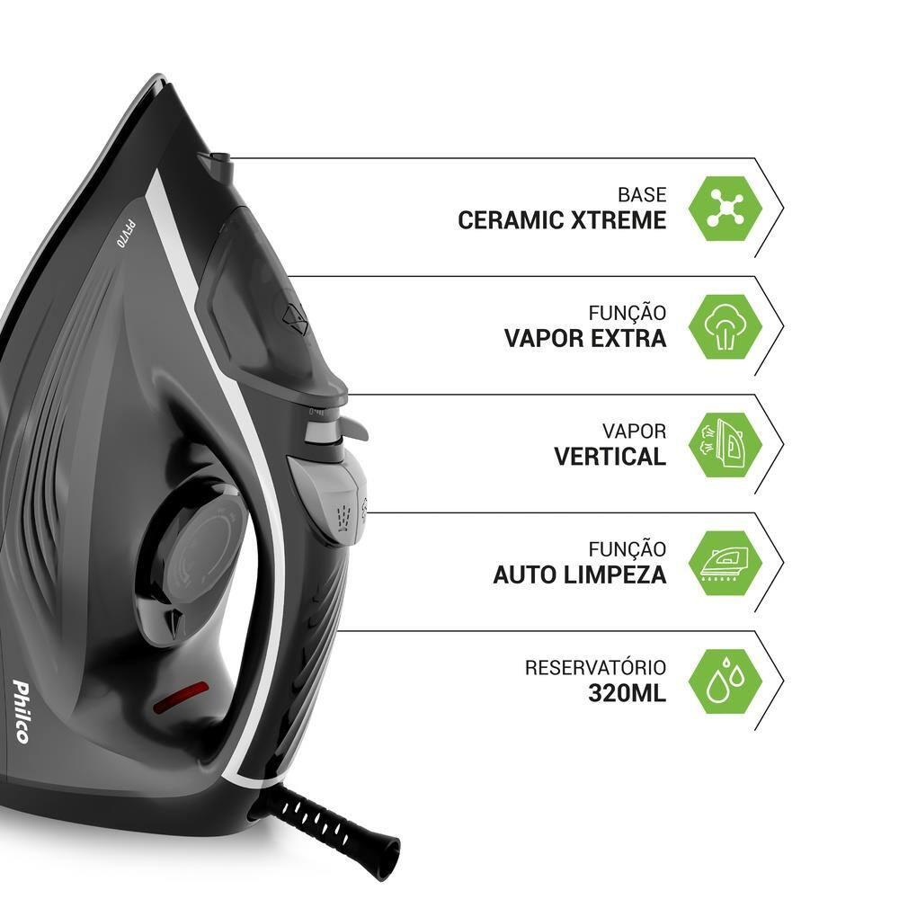 Ferro a Vapor Philco PFV70 Base Ceramic Xtreme Vapor Vertical 92 Saídas de Vapor - 9