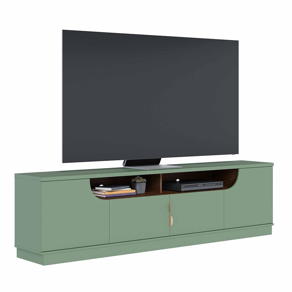 Rack Bancada para TV até 75” Santorini 2.0 4 Portas 2 Nichos Tampo 25mm Puxador Dourado Fosco - 5