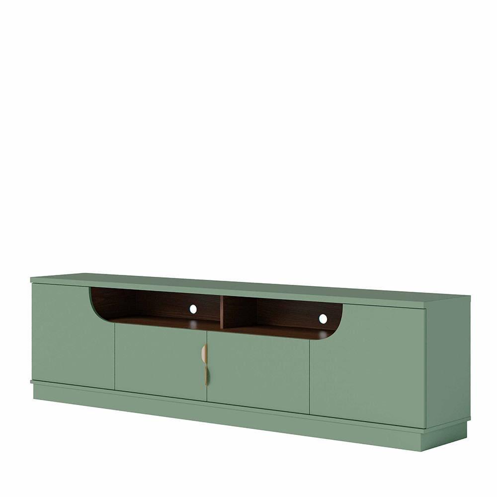 Rack Bancada para TV até 75” Santorini 2.0 4 Portas 2 Nichos Tampo 25mm Puxador Dourado Fosco - 9