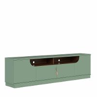 Rack Bancada para TV até 75” Santorini 2.0 4 Portas 2 Nichos Tampo 25mm Puxador Dourado Fosco - 8