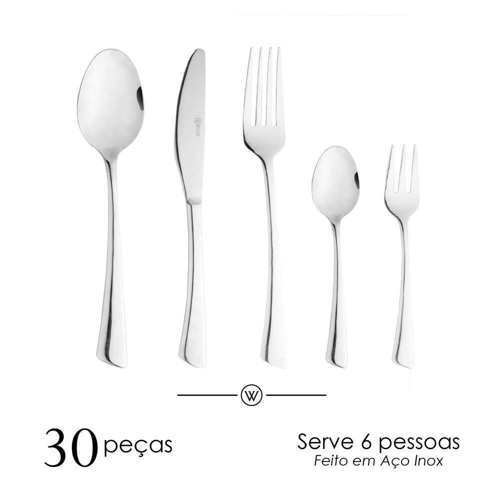 Faqueiro 30 Peças Wolff Verona Aço Inox Design Contemporâneo Alta Durabilidade - 2