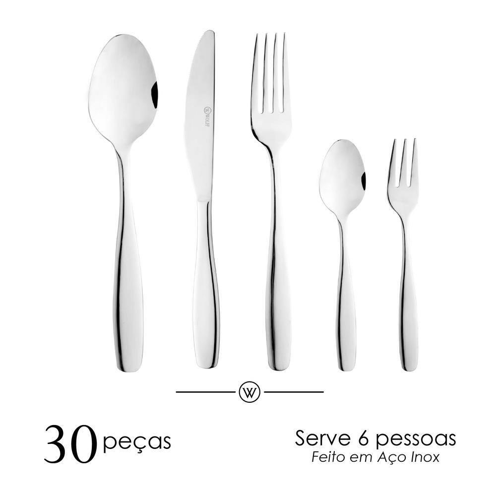 Faqueiro 30 Peças Aço Inox Wolff Cannes Design Sofisticado Alta Durabilidade - 2