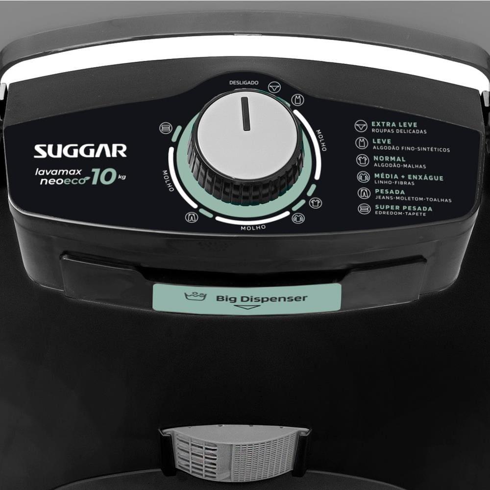 Lavadora Suggar Neo Eco 10kg 6 Programas de Lavagem 450W Preto - 5