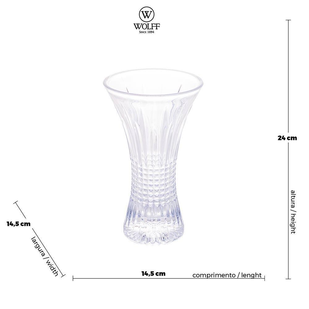Vaso de Cristal Wolff Queen 24x14,5x14,5cm Design Elegante Alta Transparência - 7