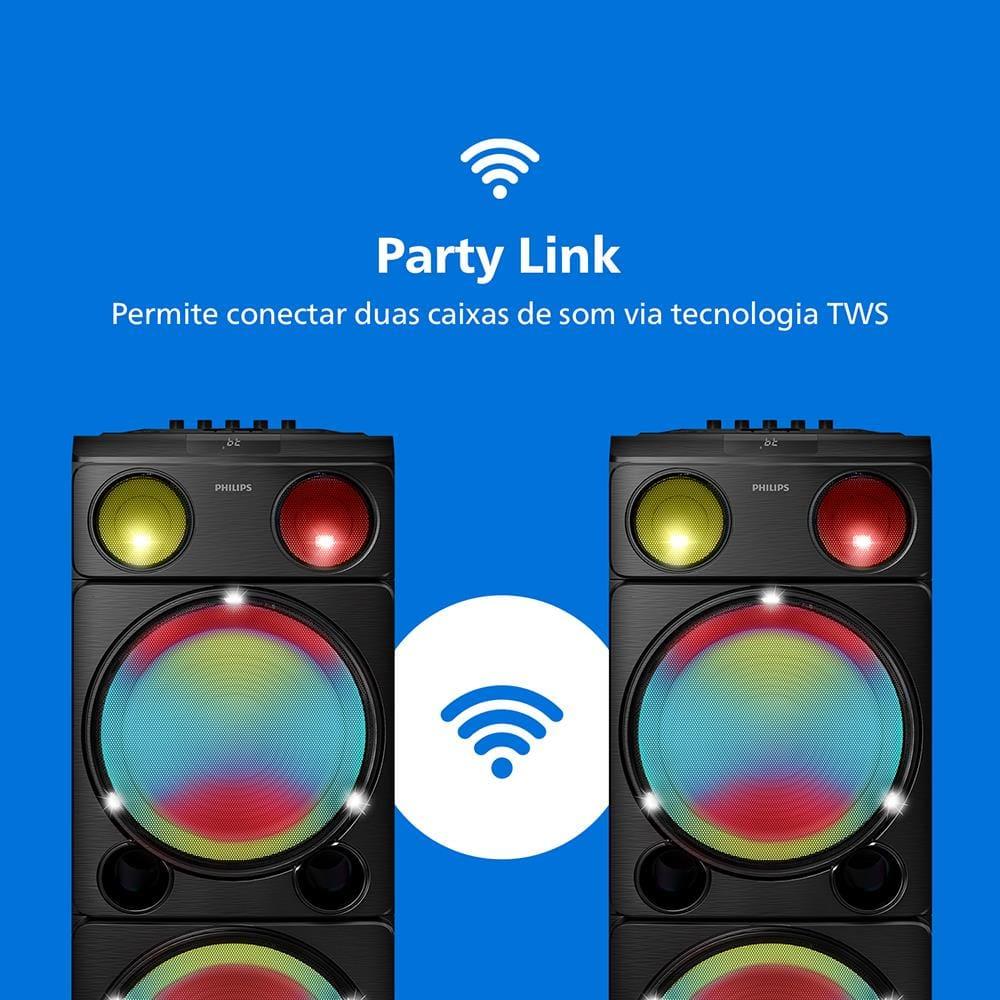 Caixa de Som Philips Party Speaker TAX5509 2400W Bluetooth Luzes LED Preta - 6