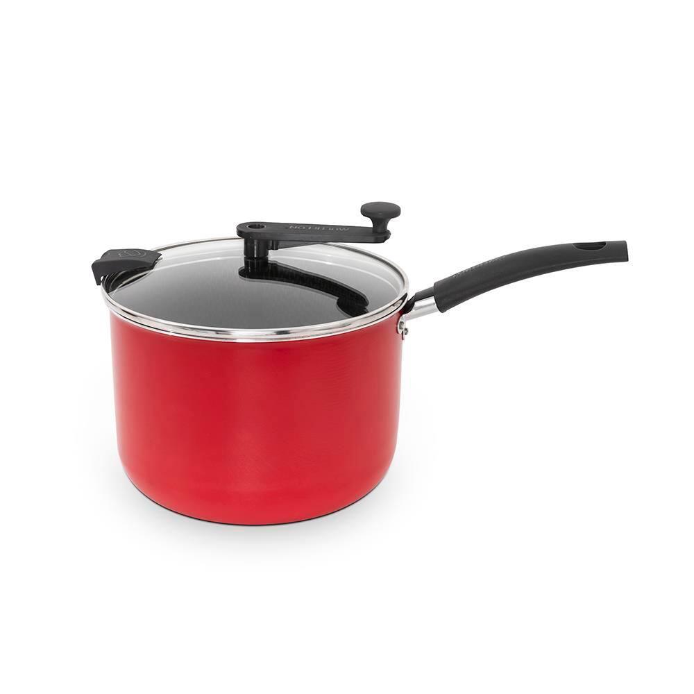 Pipoqueira Multiflon 20cm 4,3L Antiaderente com Tampa de Vidro Vermelha - 1