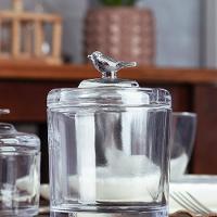 Pote de Cristal Ecológico Wolff 10,5x10,5x14,5cm Bird com Tampa em Alto-Relevo - 4