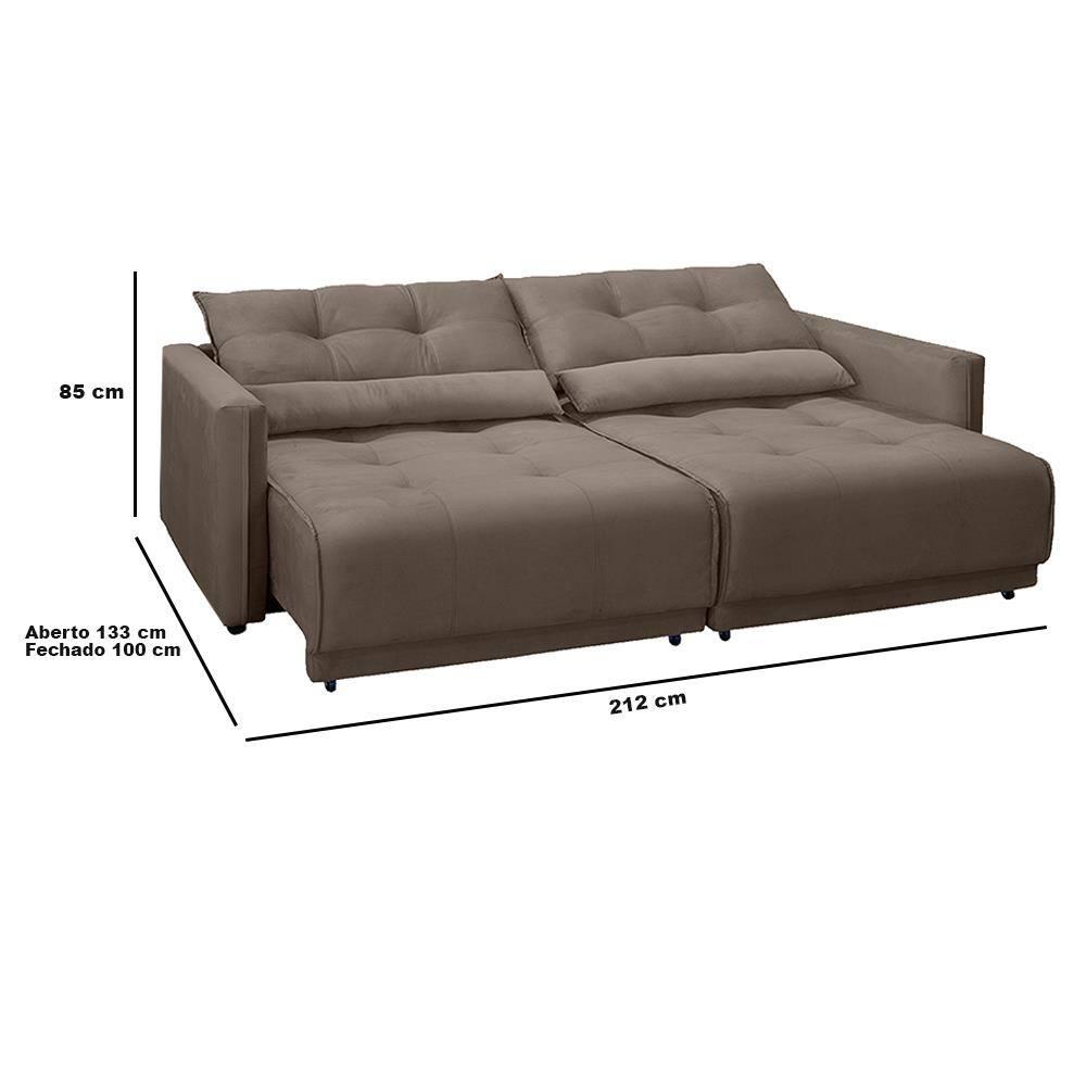 Sofá-Cama RBF Móveis Ibiza 3 Lugares 212cm Reclinável com Rodízios - 5